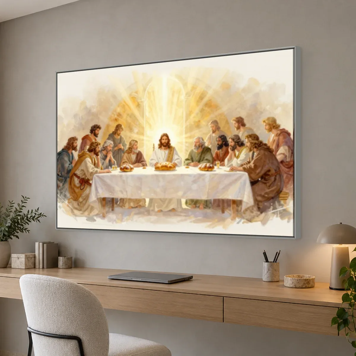 Quadro Decorativo Canvas Ceia Luminosa - RE0012