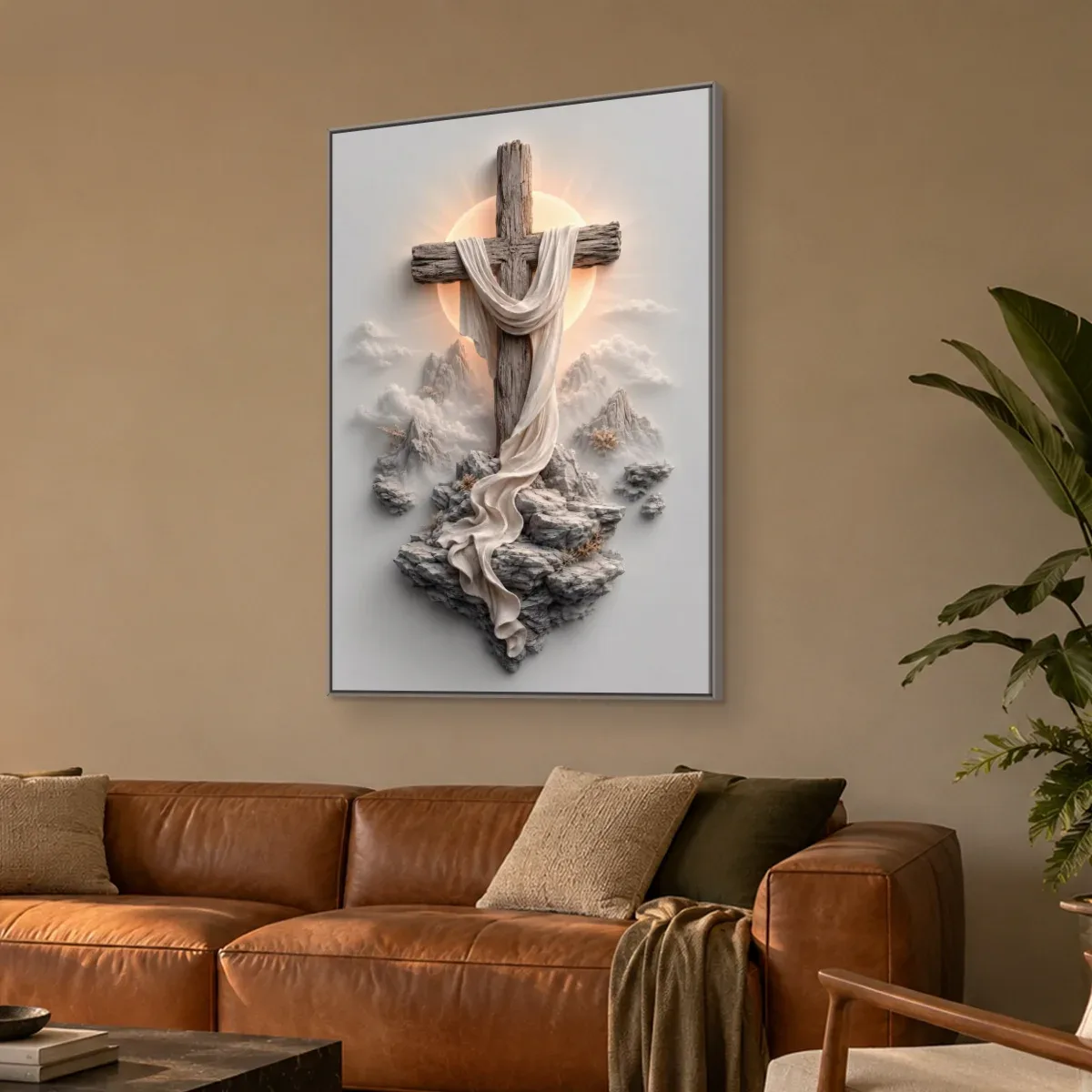 Quadro Decorativo Canvas Cruz Esculpida - RE0013