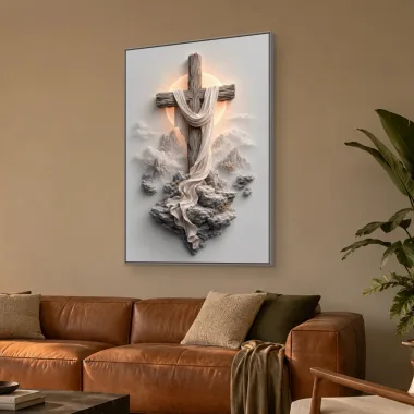 Quadro Decorativo Canvas Cruz Esculpida - RE0013