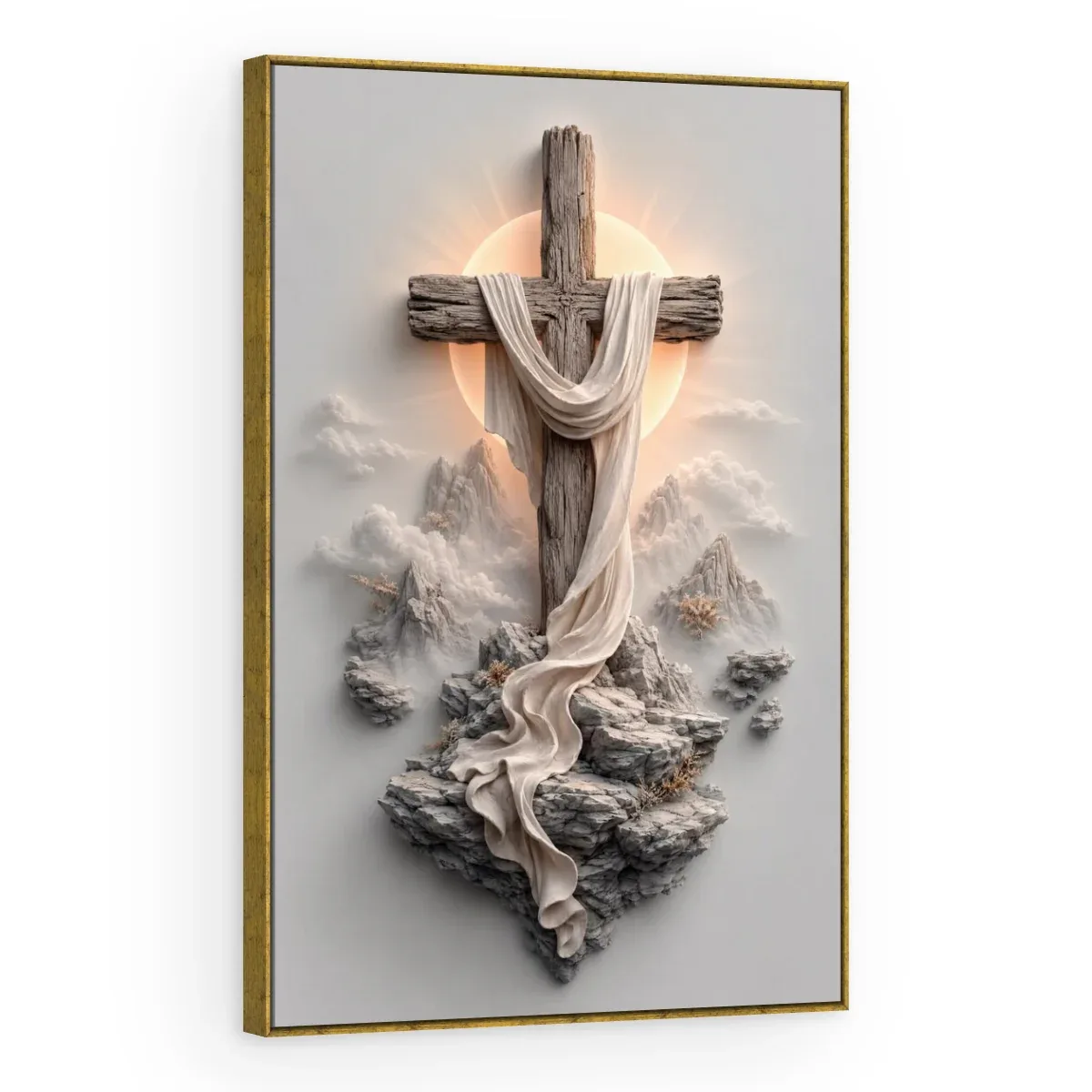 Quadro Decorativo Canvas Cruz Esculpida - RE0013