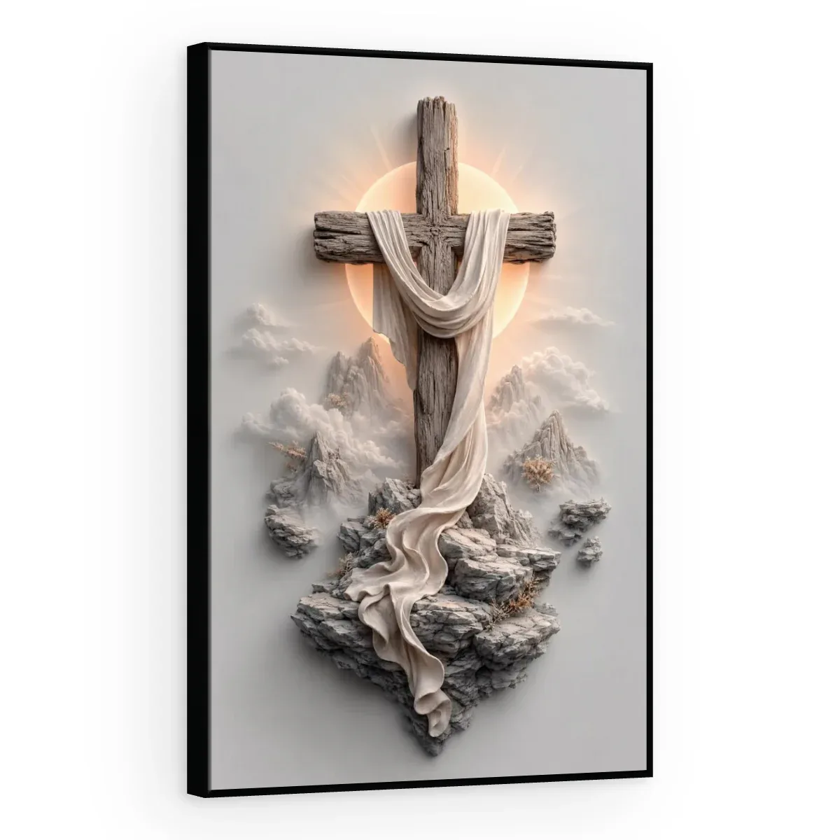 Quadro Decorativo Canvas Cruz Esculpida - RE0013