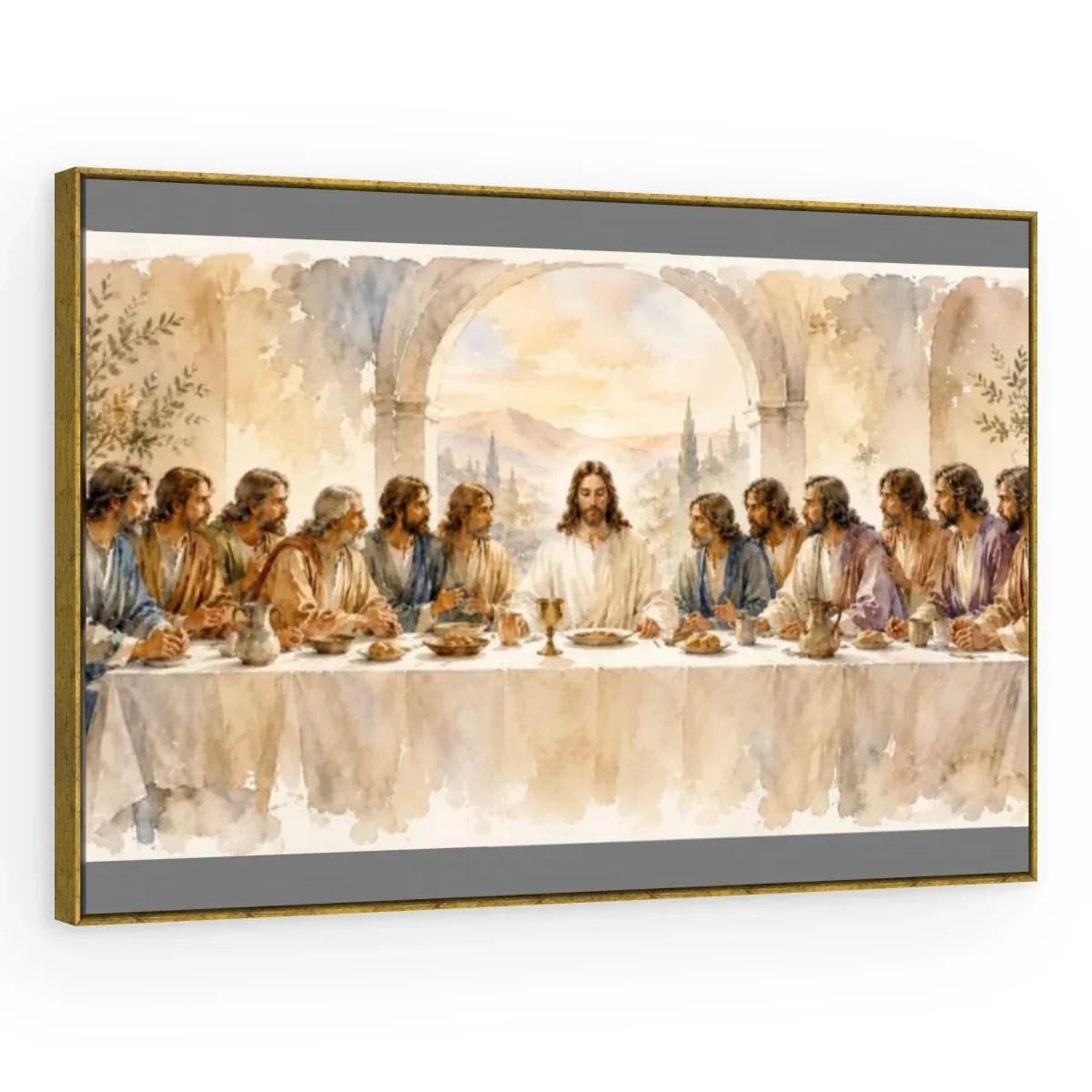 Quadro Decorativo Canvas Ceia Aquarela - RE0017