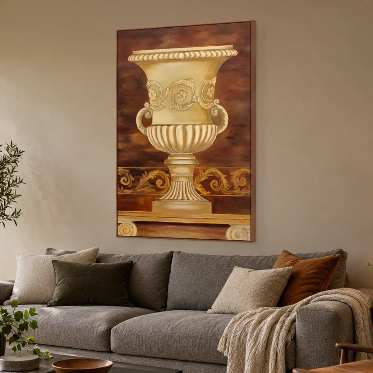 Quadro Decorativo Canvas Urna Dourada - VA0010